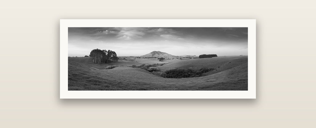 Evening Fields, Mount Kakepuku — Hahnemühle fine art print. New Zealand fine art landscape photography by Stephen Milner.