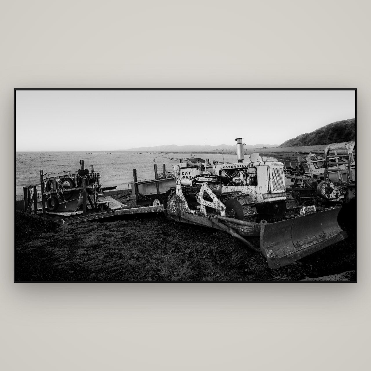 Fishing Fleet, Cape Palliser — ArtBox Black, 196×110 cm. New Zealand fine art wall art by Stephen Milner.