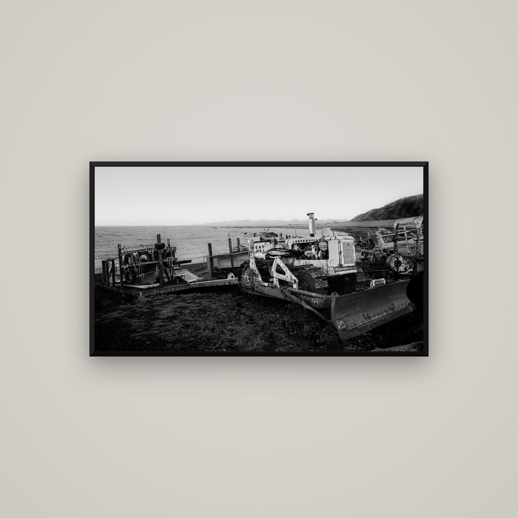 Fishing Fleet, Cape Palliser — Basel Black Matte, 107×60 cm. New Zealand fine art wall art by Stephen Milner.