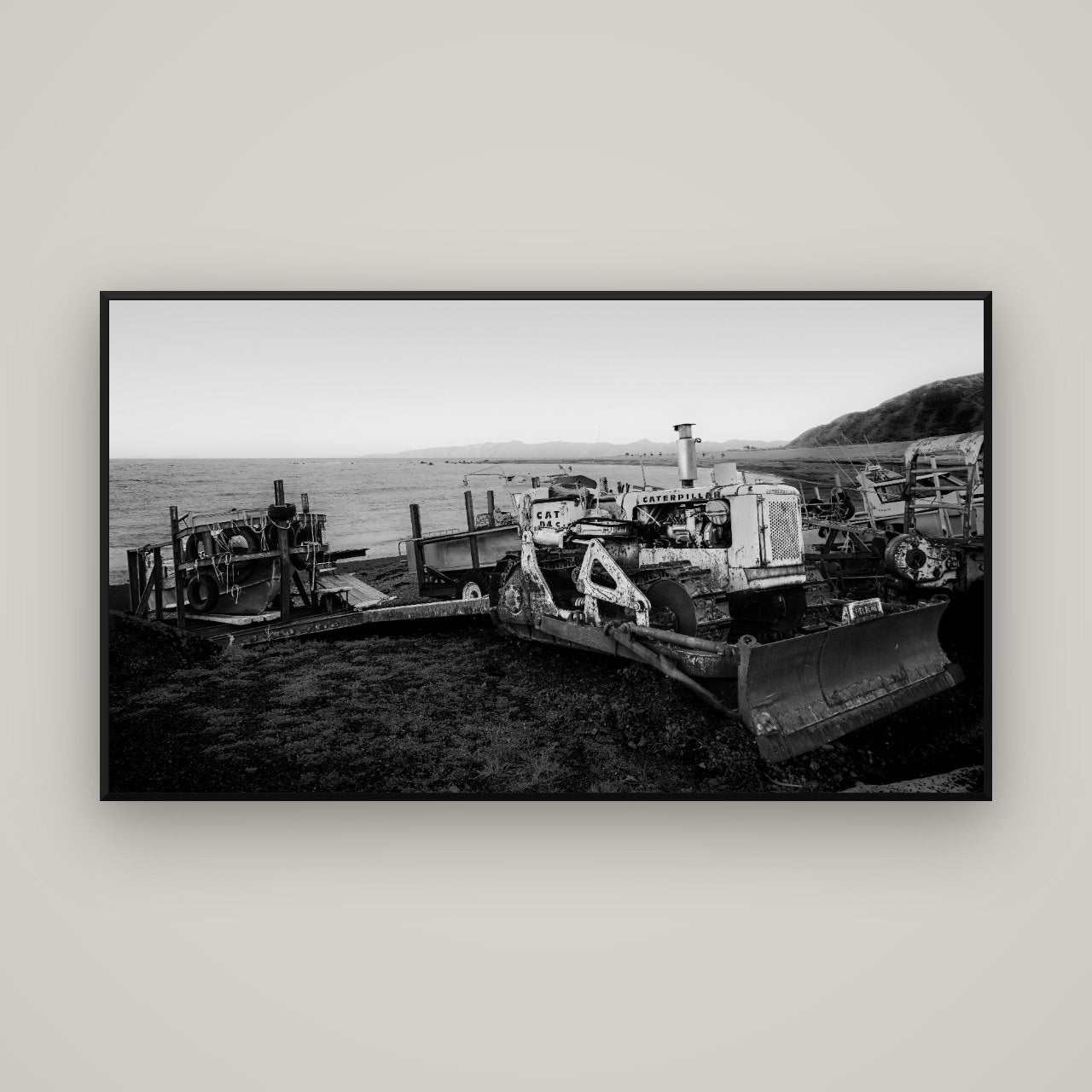 Fishing Fleet, Cape Palliser — Basel Black, 160×90 cm. New Zealand fine art wall art by Stephen Milner.