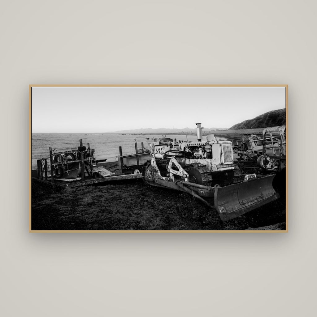 Fishing Fleet, Cape Palliser, Basel Natural Oak, 160×90 cm. New Zealand fine art wall art by Stephen Milner.