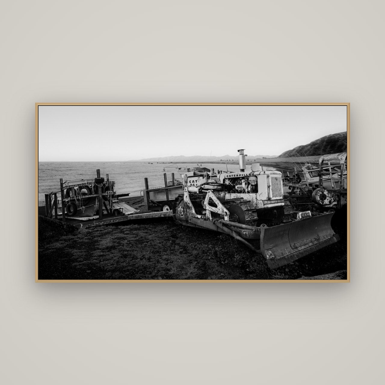 Fishing Fleet, Cape Palliser, Basel Natural Oak, 160×90 cm. New Zealand fine art wall art by Stephen Milner.