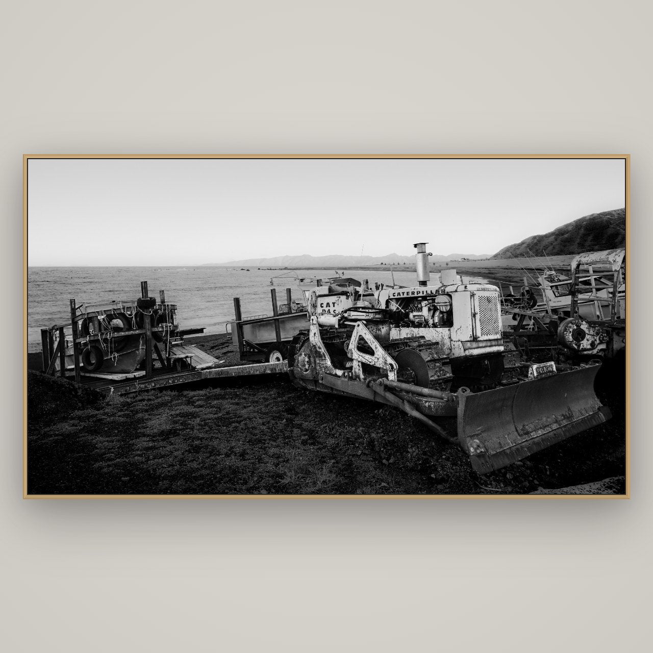 Fishing Fleet, Cape Palliser, Basel Natural Oak, 196×110 cm. New Zealand fine art wall art by Stephen Milner.
