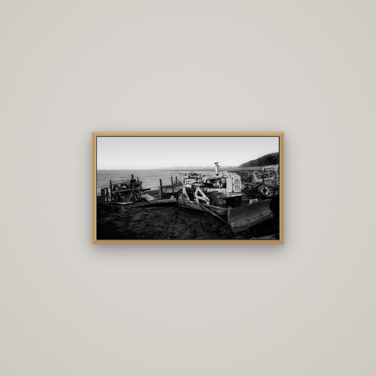 Fishing Fleet, Cape Palliser, Basel Natural Oak, 64×36 cm. New Zealand fine art wall art by Stephen Milner.