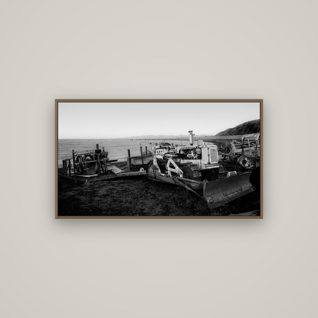 Fishing Fleet, Cape Palliser, Basel Walnut, 107×60 cm. New Zealand fine art wall art by Stephen Milner.