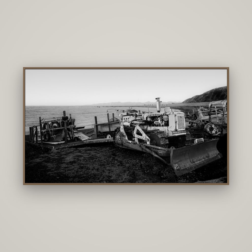 Fishing Fleet, Cape Palliser, Basel Walnut, 160×90 cm. New Zealand fine art wall art by Stephen Milner.