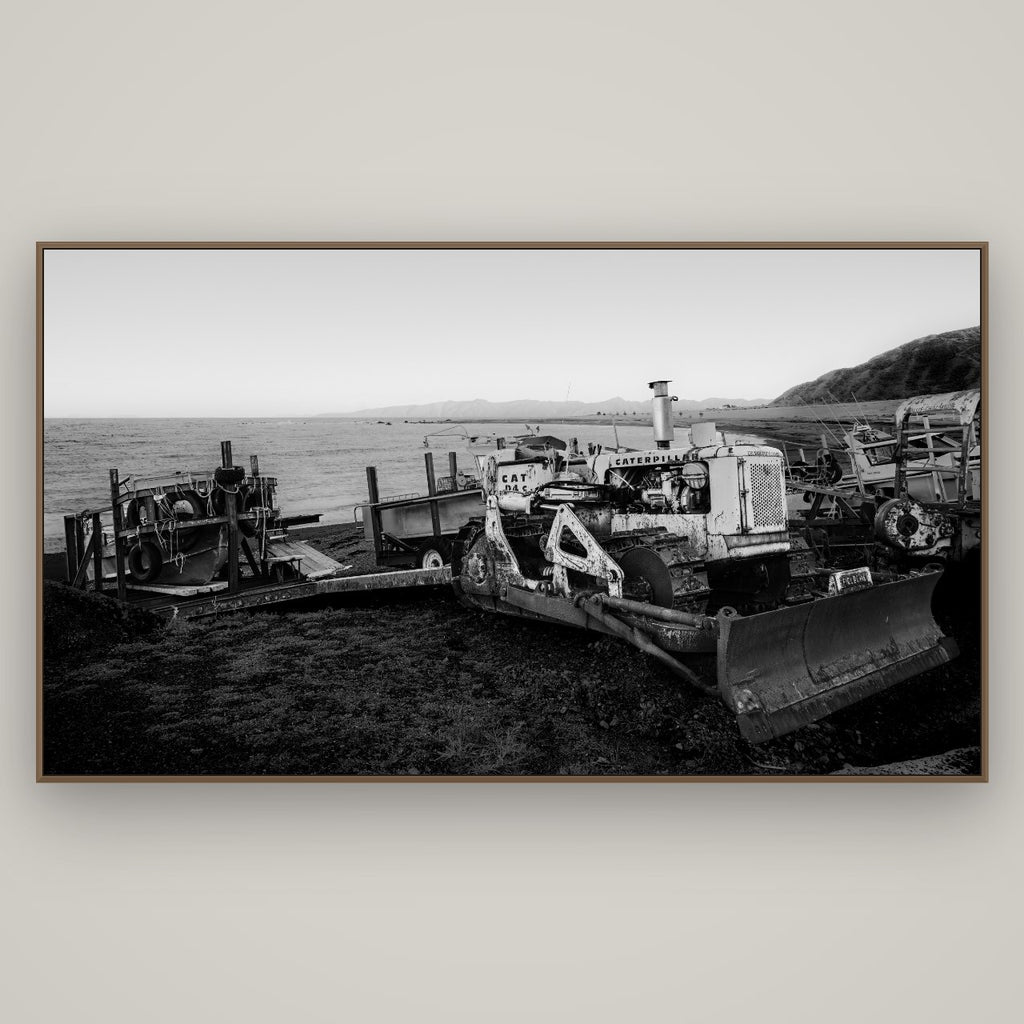 Fishing Fleet, Cape Palliser, Basel Walnut, 196×110 cm. New Zealand fine art wall art by Stephen Milner.