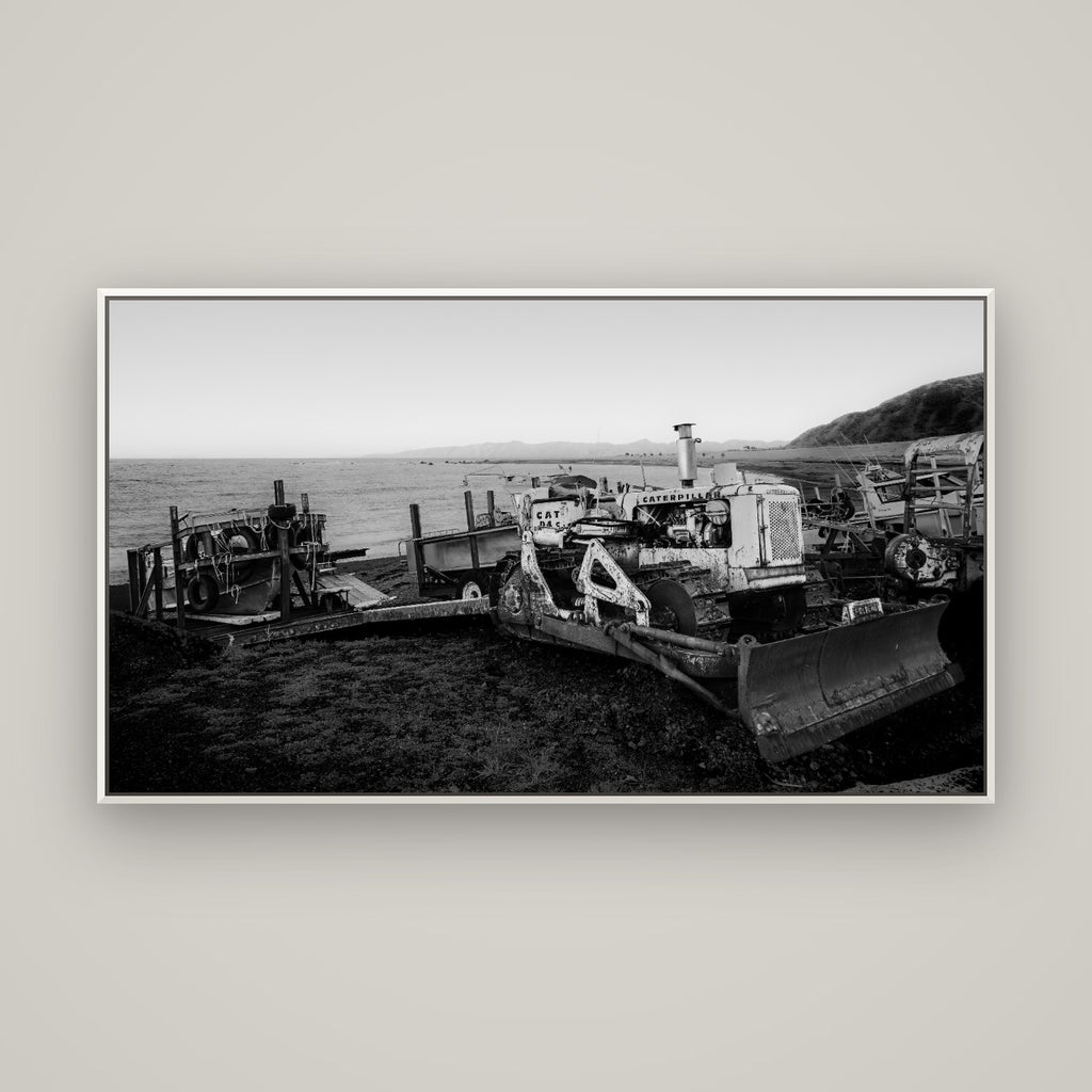 Fishing Fleet, Cape Palliser — Basel White, 160×90 cm. New Zealand fine art wall art by Stephen Milner.