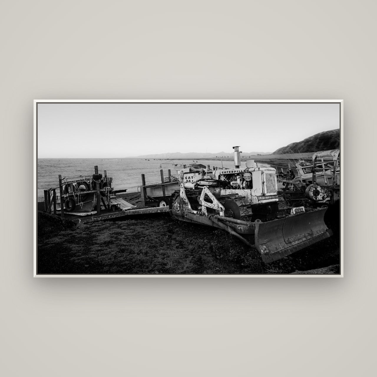 Fishing Fleet, Cape Palliser — Basel White, 160×90 cm. New Zealand fine art wall art by Stephen Milner.