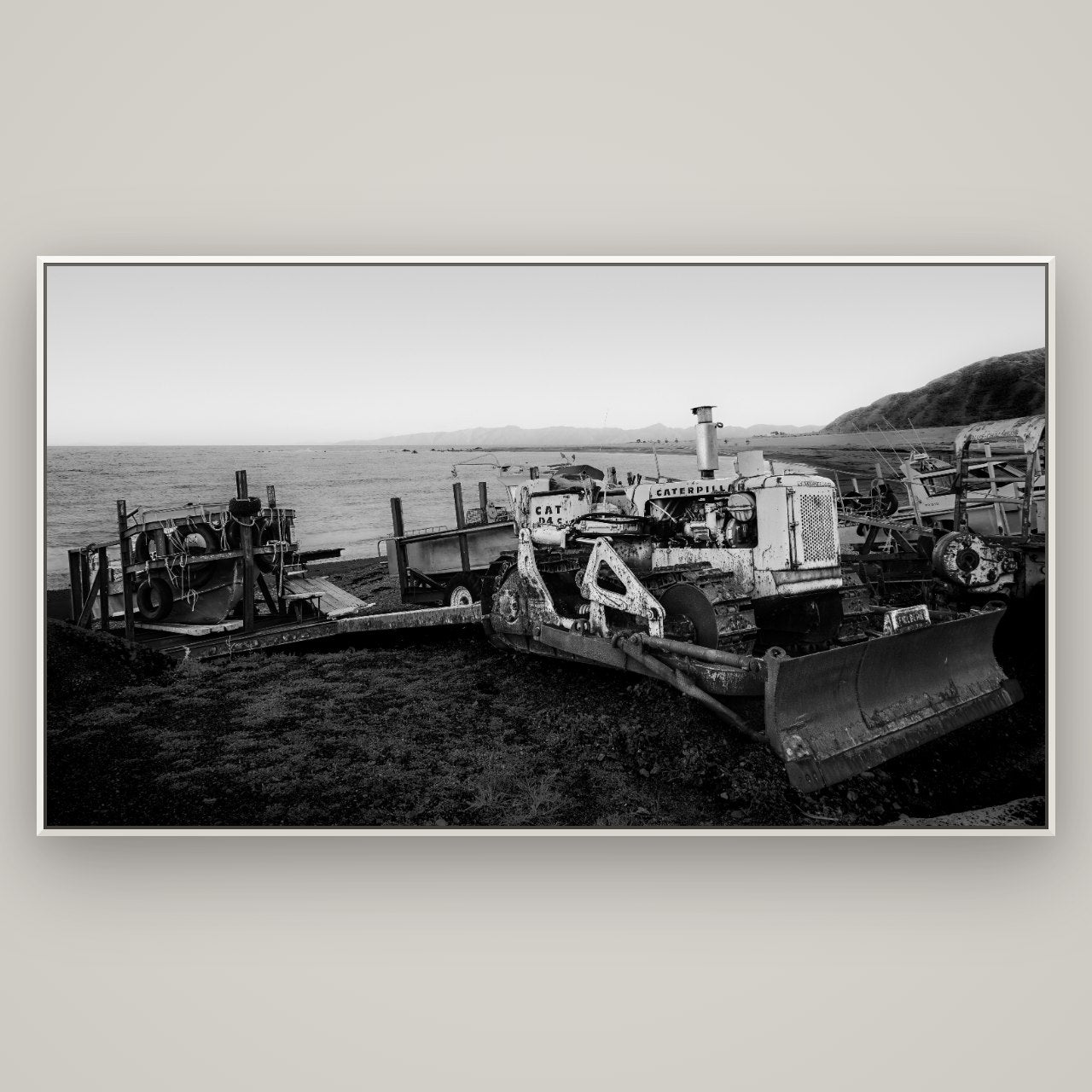 Fishing Fleet, Cape Palliser — Basel White, 196×110 cm. New Zealand fine art wall art by Stephen Milner.