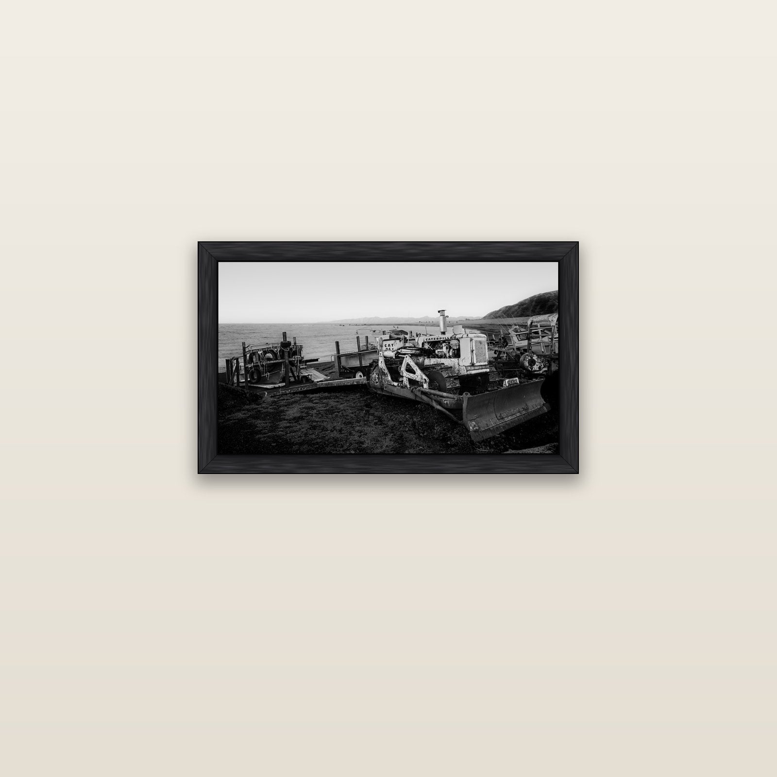 Fishing Fleet, Cape Palliser — black float frame canvas, 61 × 36 cm. New Zealand fine art landscape wall art by Stephen Milner.