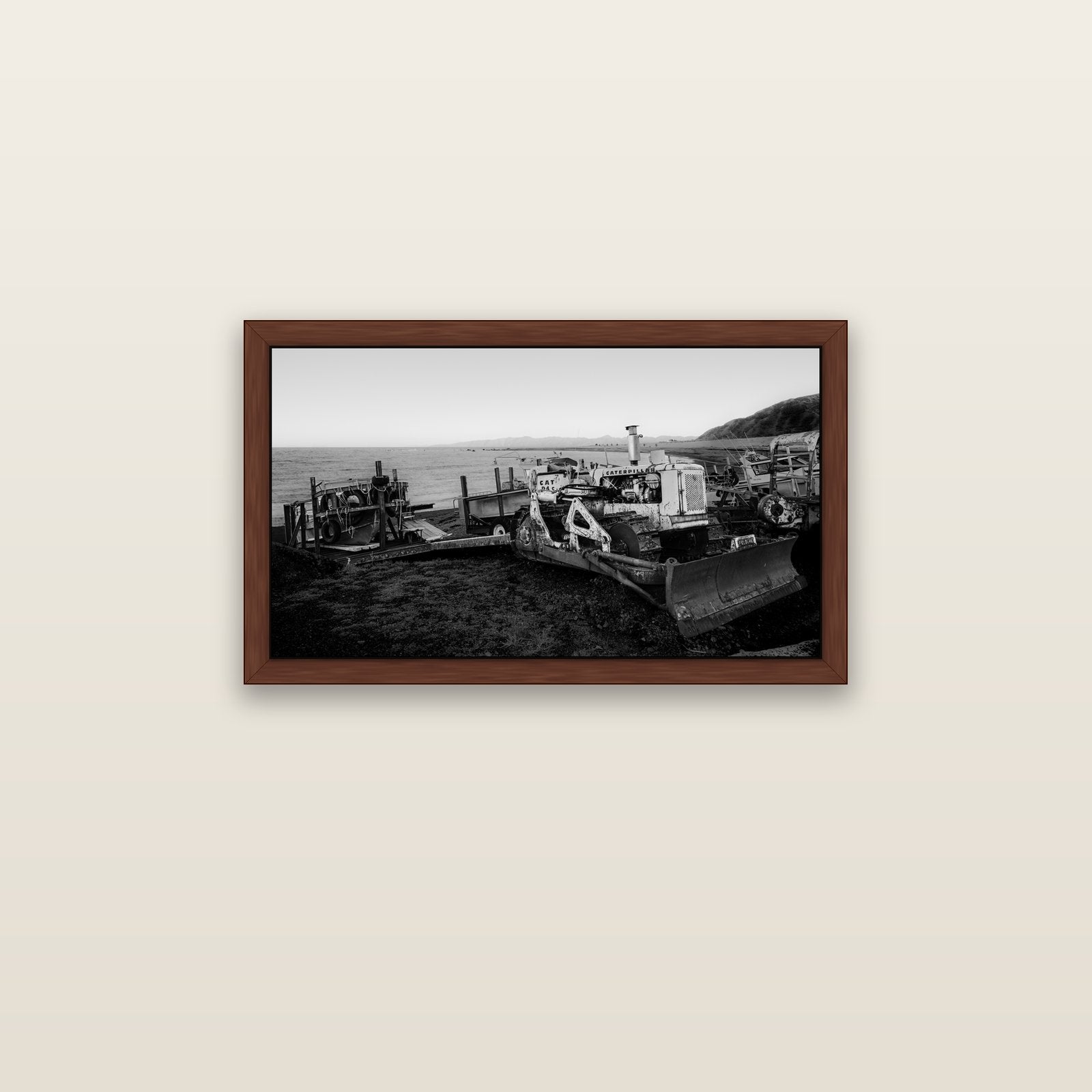 Fishing Fleet, Cape Palliser — brown float frame canvas, 81 × 46 cm. New Zealand fine art landscape wall art by Stephen Milner.