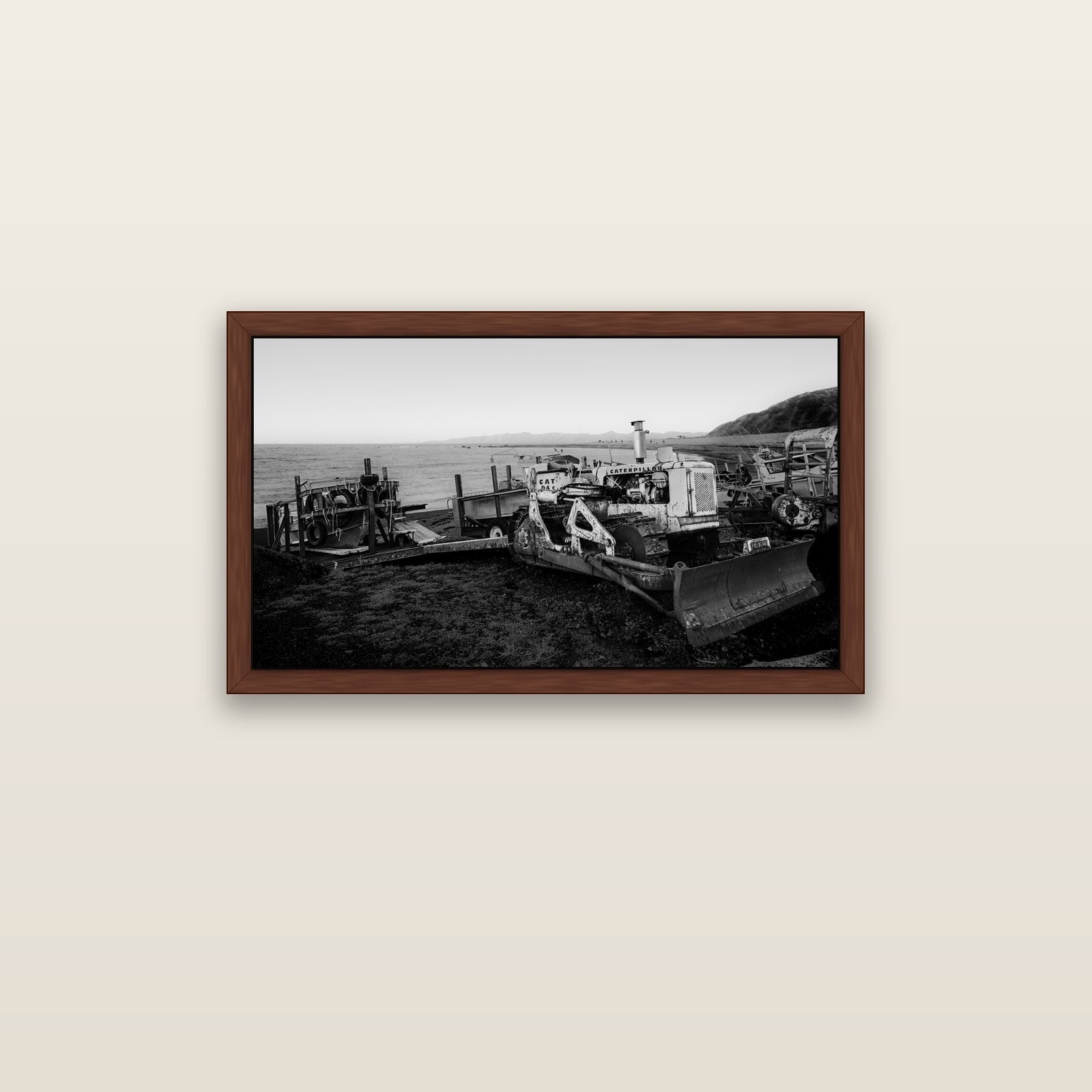 Fishing Fleet, Cape Palliser — brown float frame canvas, 91 × 51 cm. New Zealand fine art landscape wall art by Stephen Milner.