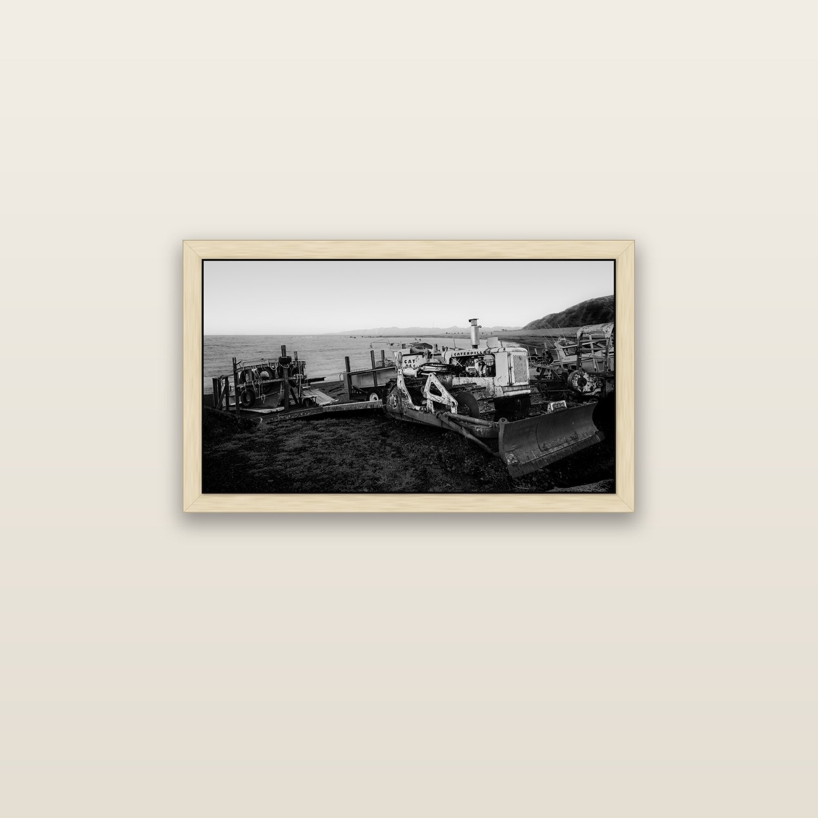 Fishing Fleet, Cape Palliser — natural float frame canvas, 81 × 46 cm. New Zealand fine art landscape wall art by Stephen Milner.