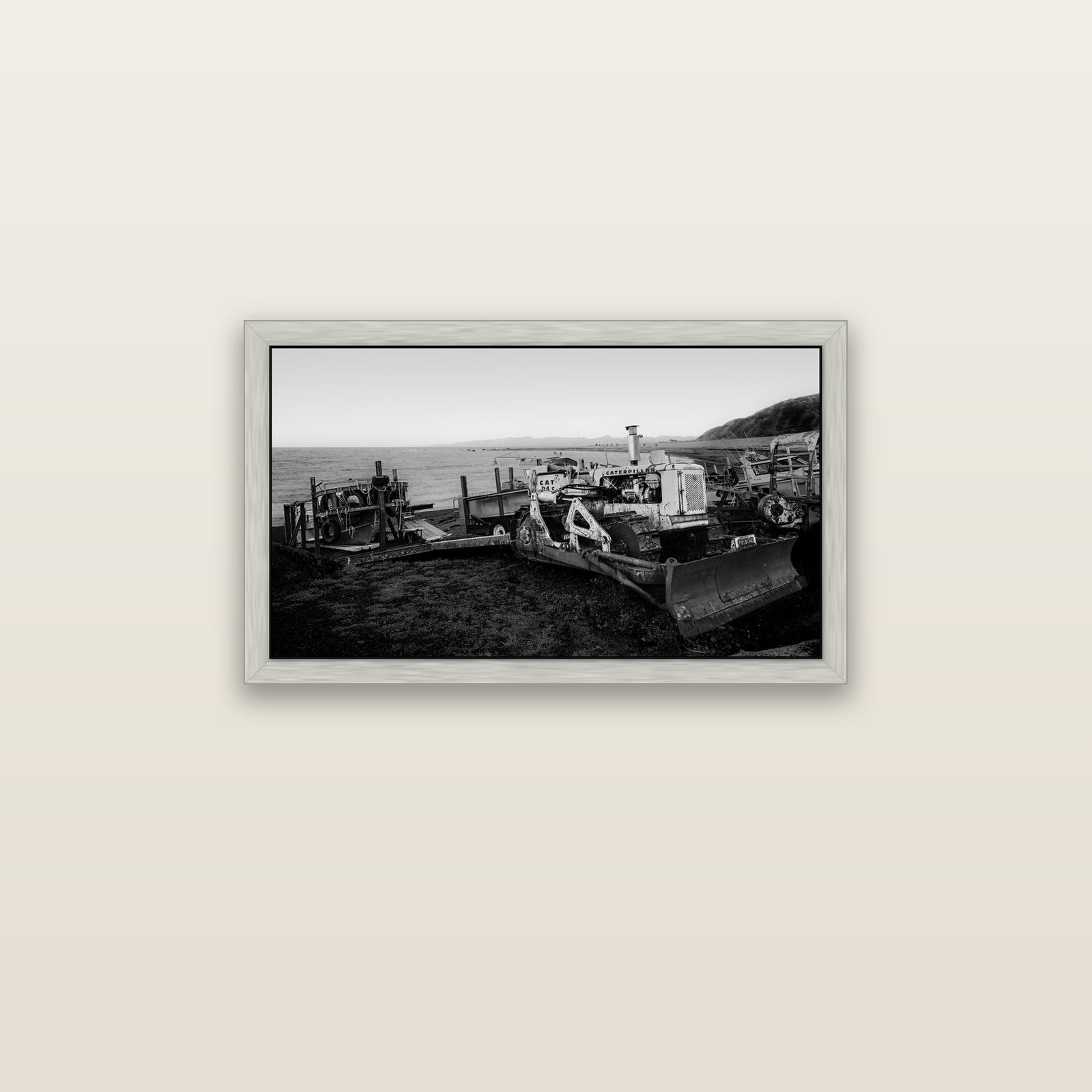 Fishing Fleet, Cape Palliser — silver float frame canvas, 81 × 46 cm. New Zealand fine art landscape wall art by Stephen Milner.