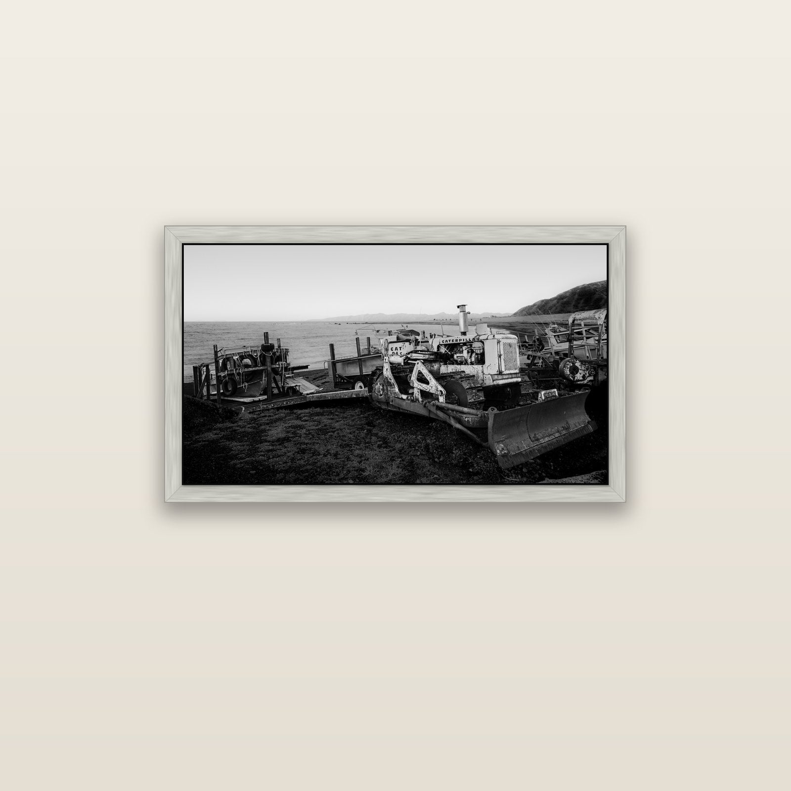 Fishing Fleet, Cape Palliser — silver float frame canvas, 91 × 51 cm. New Zealand fine art landscape wall art by Stephen Milner.