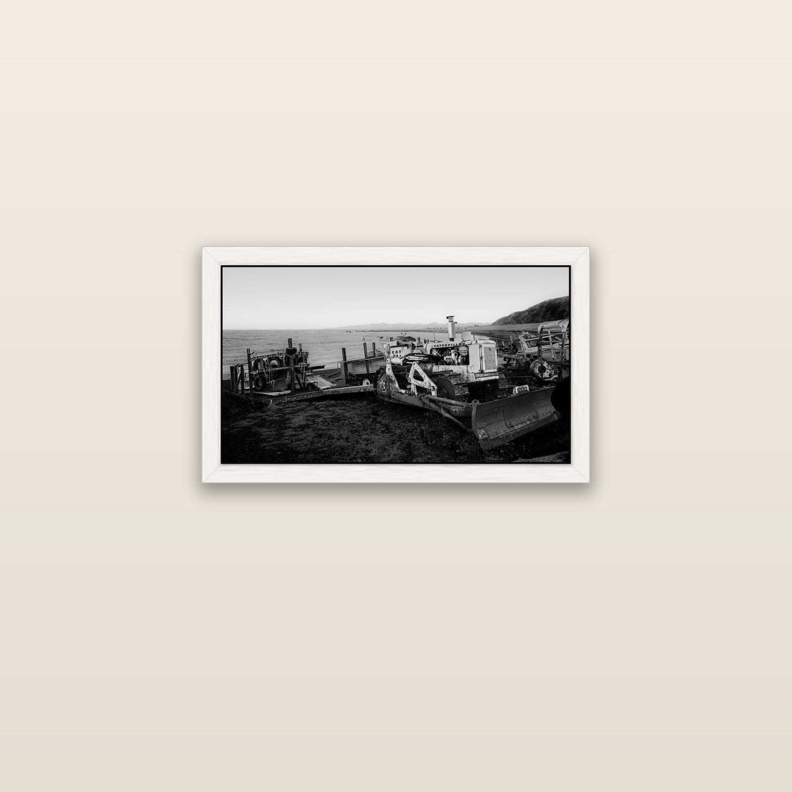 Fishing Fleet, Cape Palliser — white float frame canvas, 61 × 36 cm. New Zealand fine art landscape wall art by Stephen Milner.