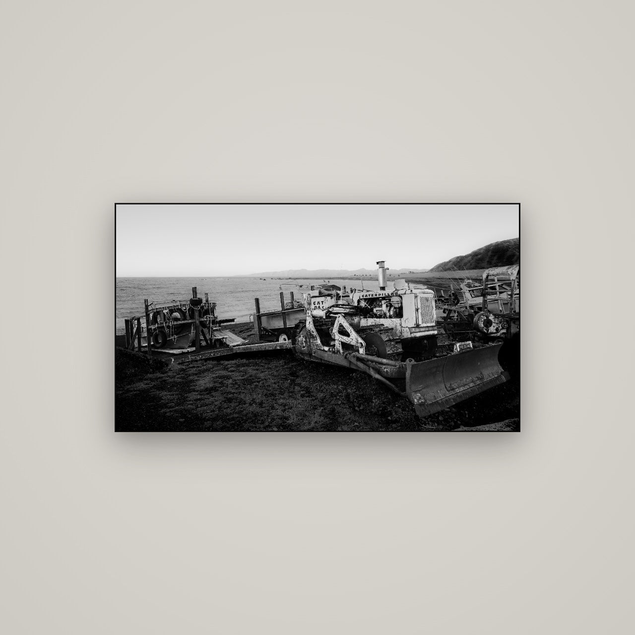 Fishing Fleet, Cape Palliser — Slimline Black, 107×60 cm. New Zealand fine art wall art by Stephen Milner.