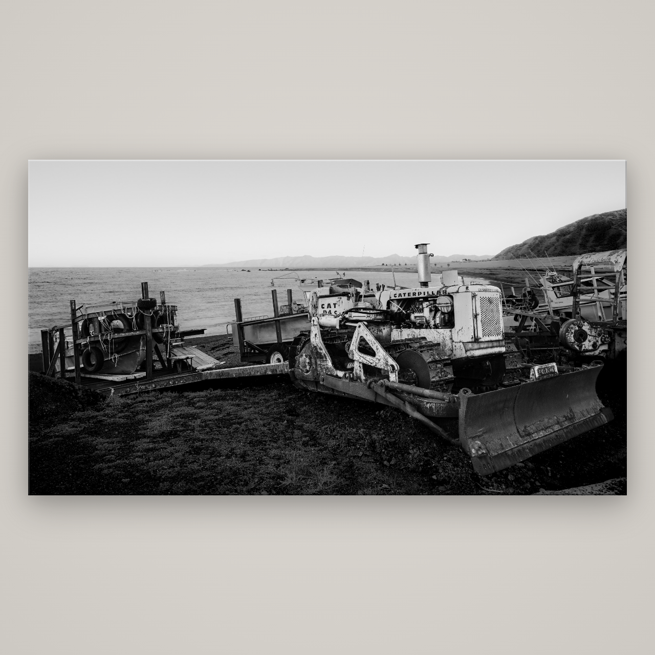 Fishing Fleet, Cape Palliser — No frame, 196×110 cm. New Zealand fine art wall art by Stephen Milner.