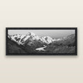Frozen Highway, Tasman Glacier, black and white framed metallic canvas print, Black frame. New Zealand fine art wall art by Stephen Milner.