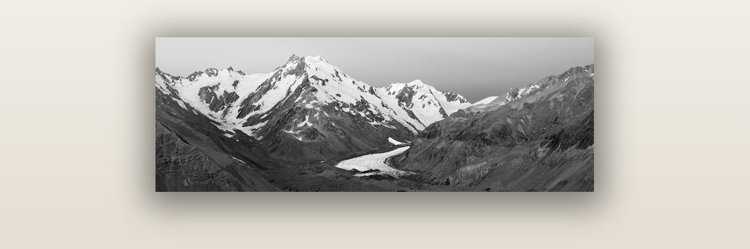 Frozen Highway, Tasman Glacier — acrylic glass print, 91 × 30 cm. New Zealand fine art landscape wall art by Stephen Milner.