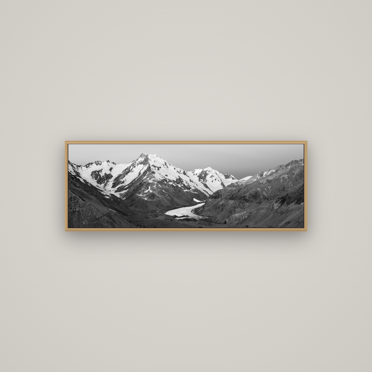 Frozen Highway, Tasman Glacier, Basel Natural Oak, 113×40 cm. New Zealand fine art wall art by Stephen Milner.