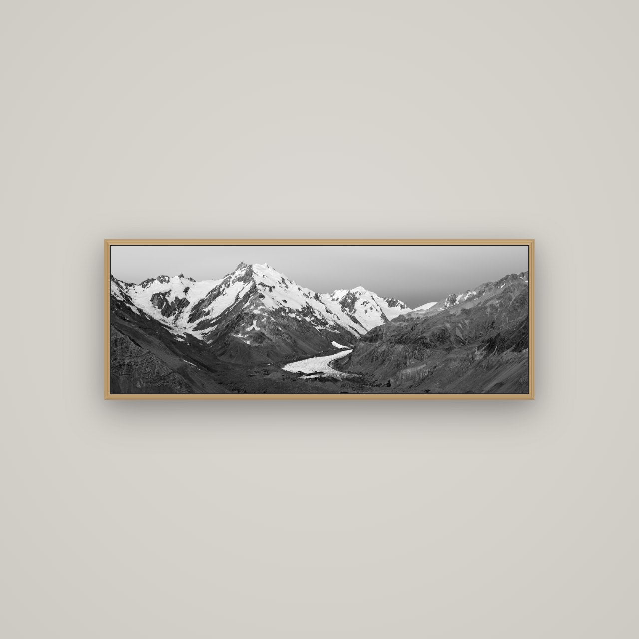 Frozen Highway, Tasman Glacier, Basel Natural Oak, 113×40 cm. New Zealand fine art wall art by Stephen Milner.