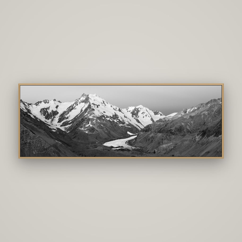 Frozen Highway, Tasman Glacier, Basel Natural Oak, 170×60 cm. New Zealand fine art wall art by Stephen Milner.