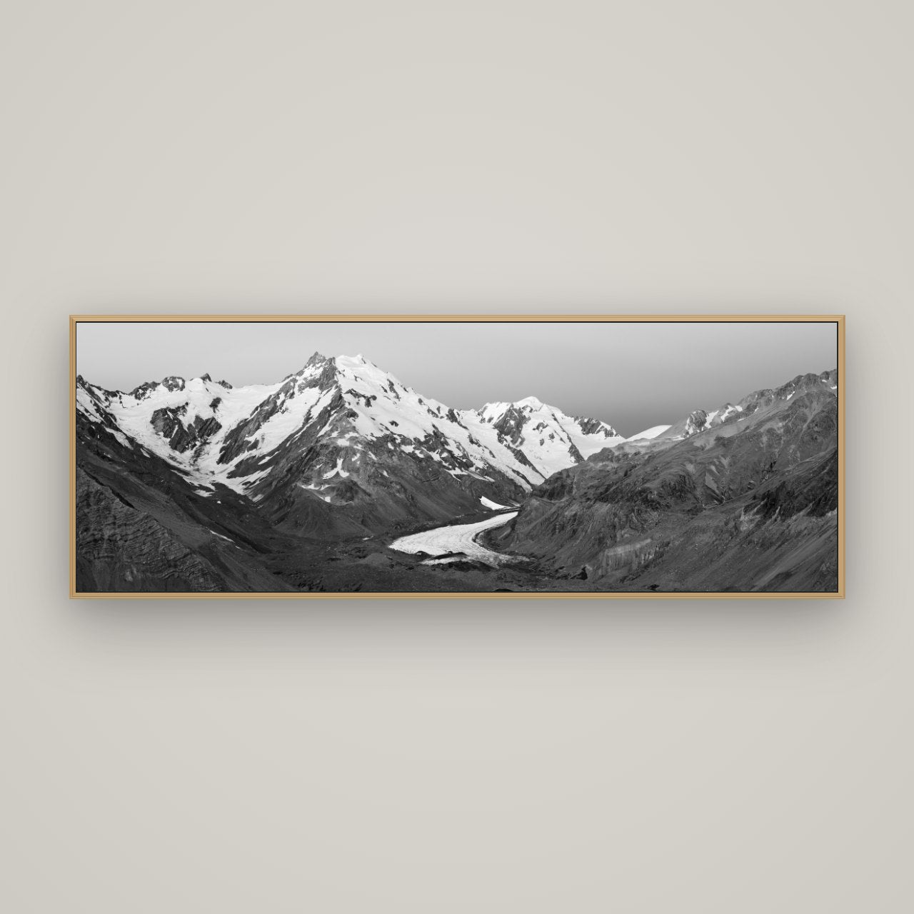 Frozen Highway, Tasman Glacier, Basel Natural Oak, 170×60 cm. New Zealand fine art wall art by Stephen Milner.