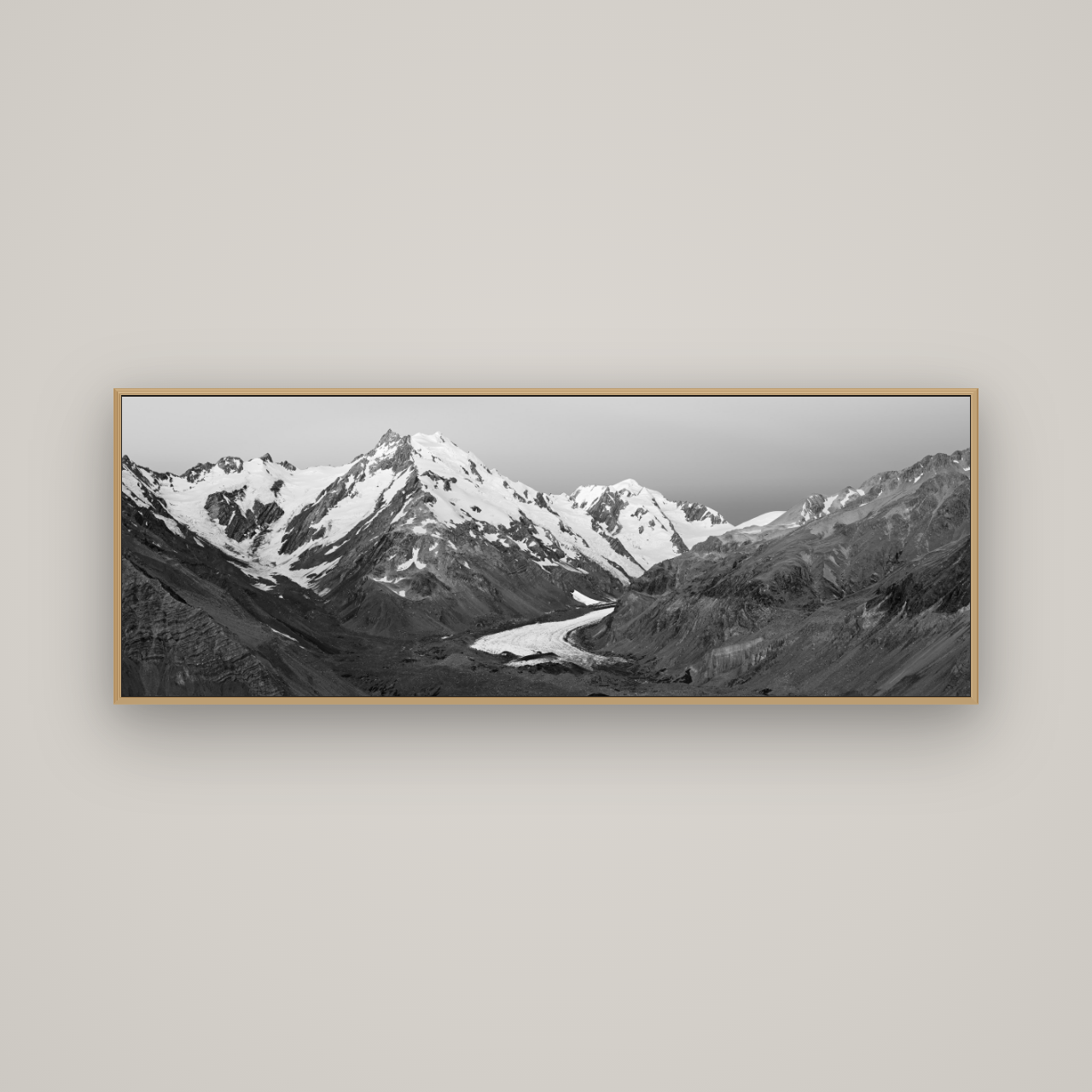 Frozen Highway, Tasman Glacier, Basel Natural Oak, 170×60 cm. New Zealand fine art wall art by Stephen Milner.