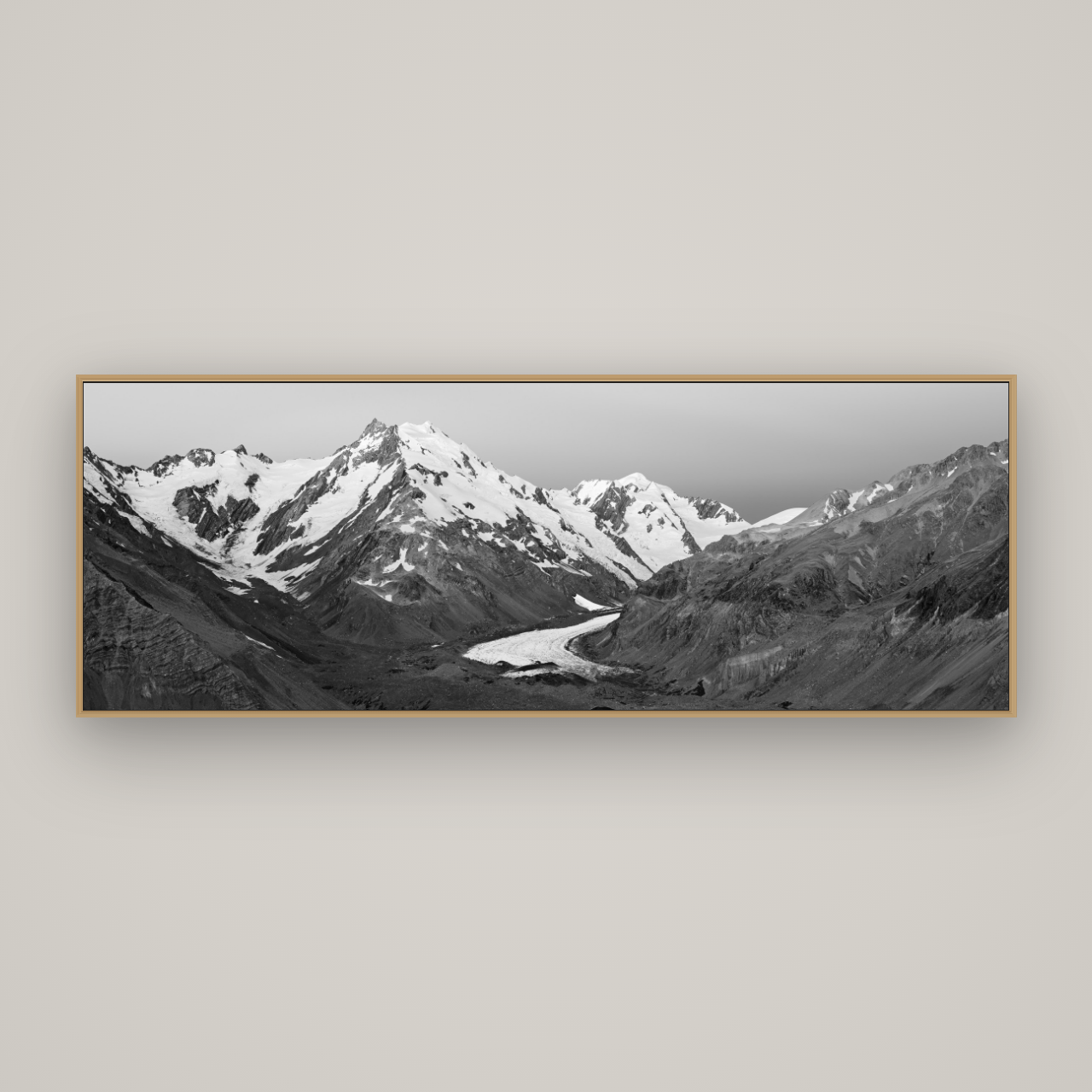 Frozen Highway, Tasman Glacier, Basel Natural Oak, 198×70 cm. New Zealand fine art wall art by Stephen Milner.