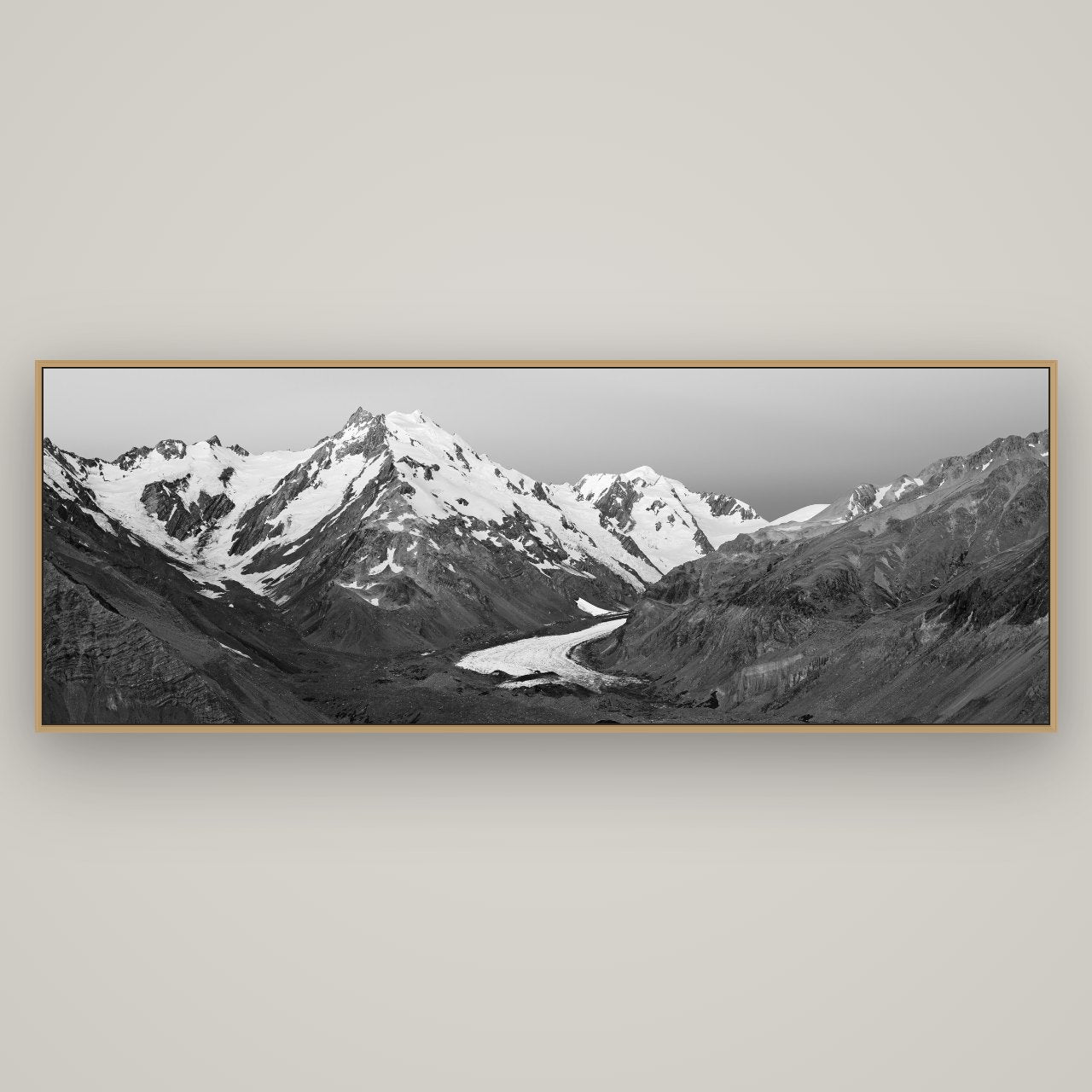 Frozen Highway, Tasman Glacier, Basel Natural Oak, 198×70 cm. New Zealand fine art wall art by Stephen Milner.
