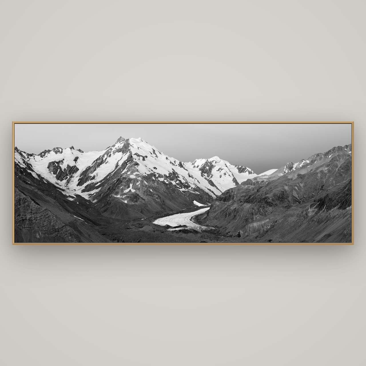 Frozen Highway, Tasman Glacier, Basel Natural Oak, 227×80 cm. New Zealand fine art wall art by Stephen Milner.
