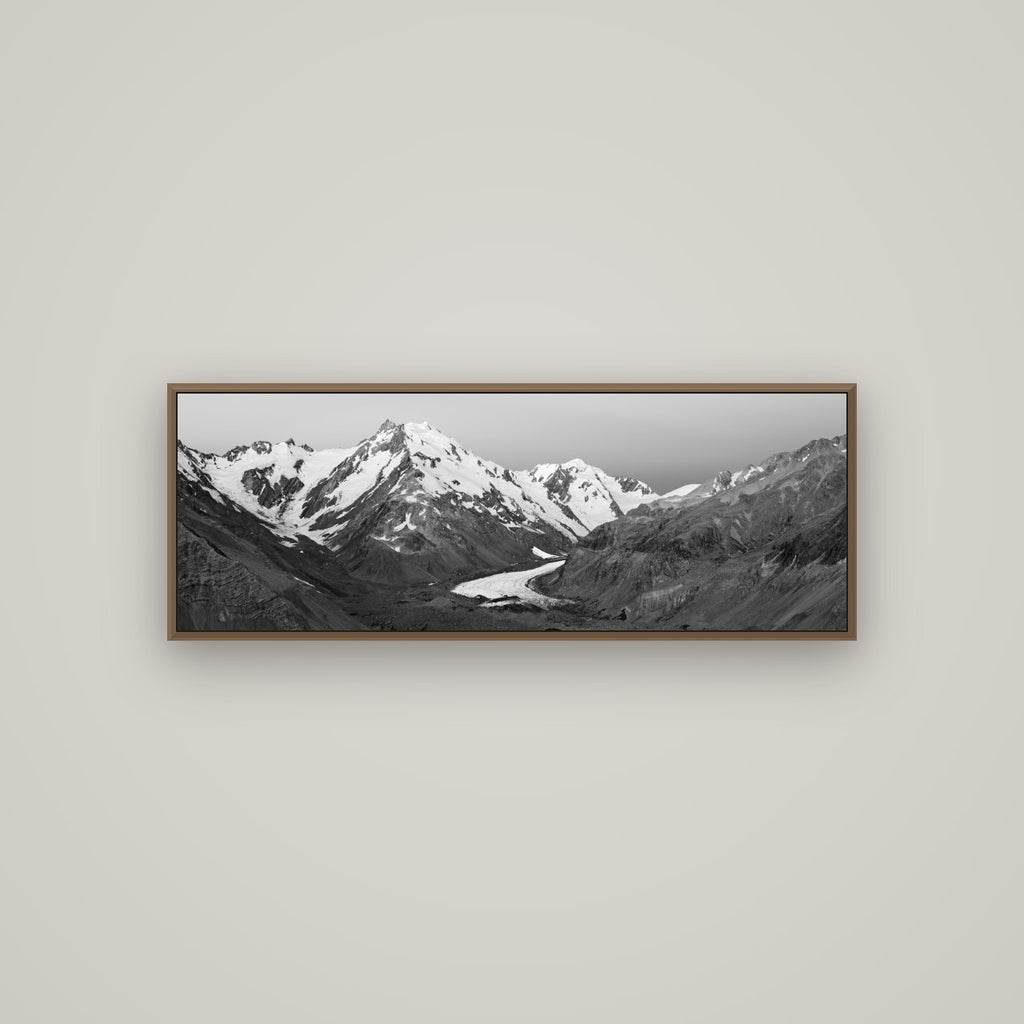 Frozen Highway, Tasman Glacier, Basel Walnut, 113×40 cm. New Zealand fine art wall art by Stephen Milner.