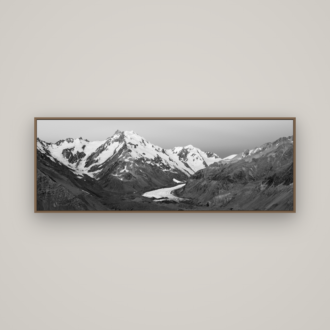 Frozen Highway, Tasman Glacier, Basel Walnut, 170×60 cm. New Zealand fine art wall art by Stephen Milner.
