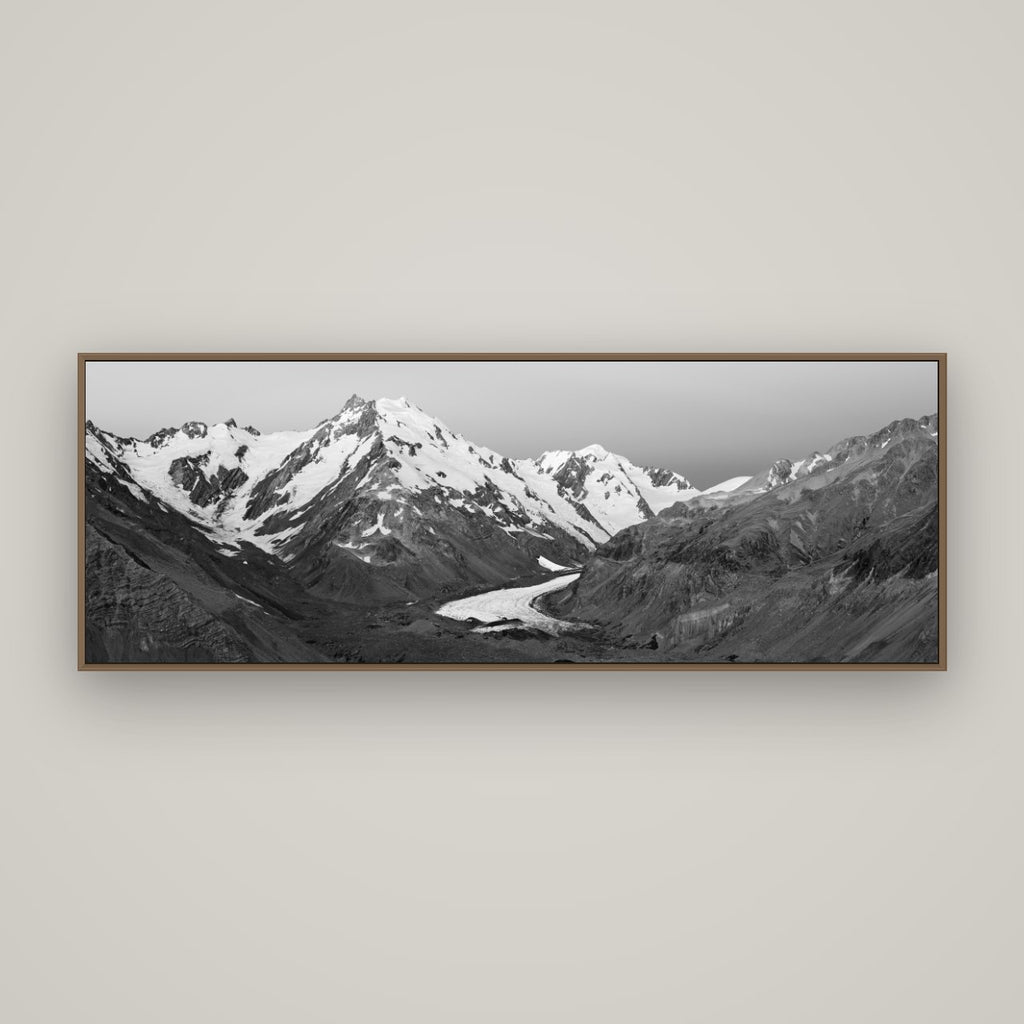 Frozen Highway, Tasman Glacier, Basel Walnut, 170×60 cm. New Zealand fine art wall art by Stephen Milner.