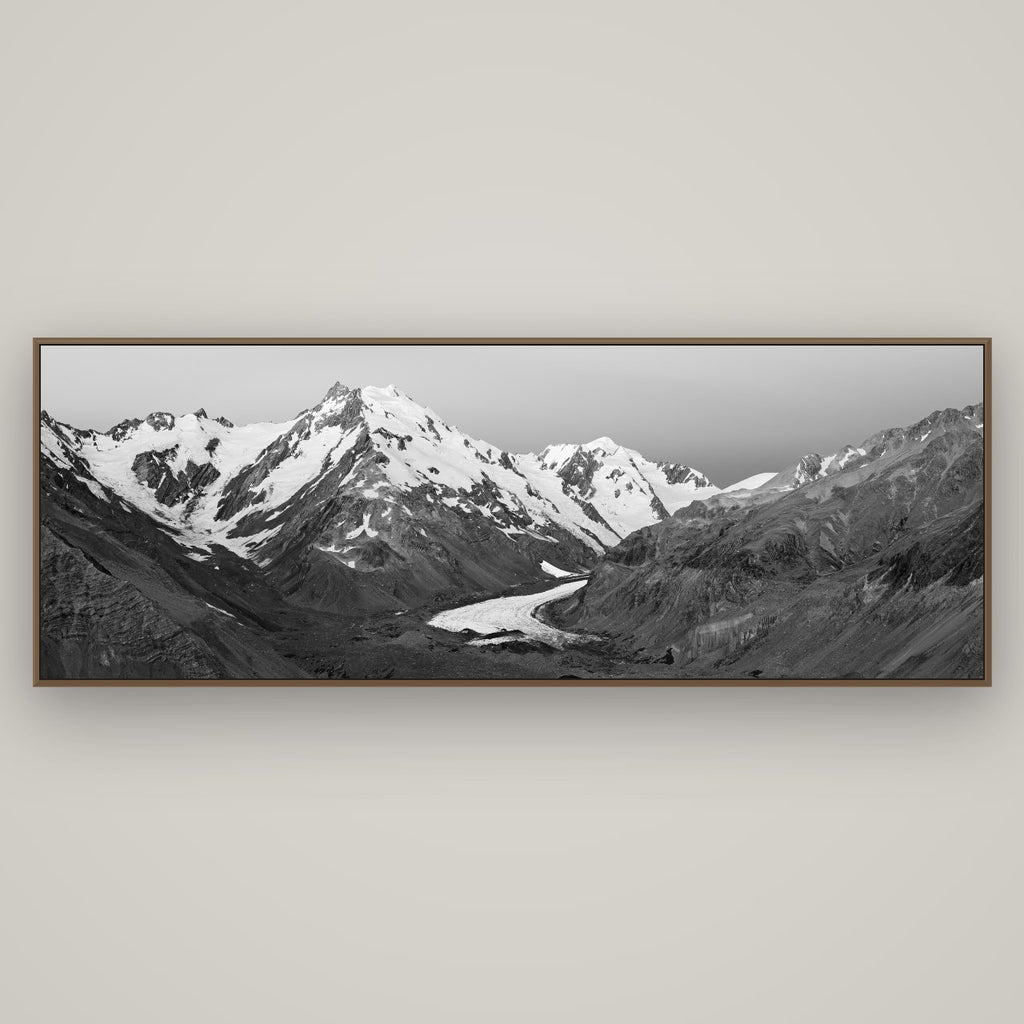 Frozen Highway, Tasman Glacier, Basel Walnut, 198×70 cm. New Zealand fine art wall art by Stephen Milner.