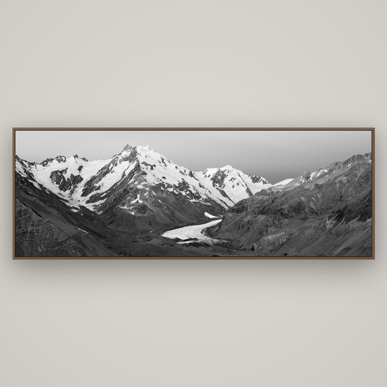 Frozen Highway, Tasman Glacier, Basel Walnut, 198×70 cm. New Zealand fine art wall art by Stephen Milner.