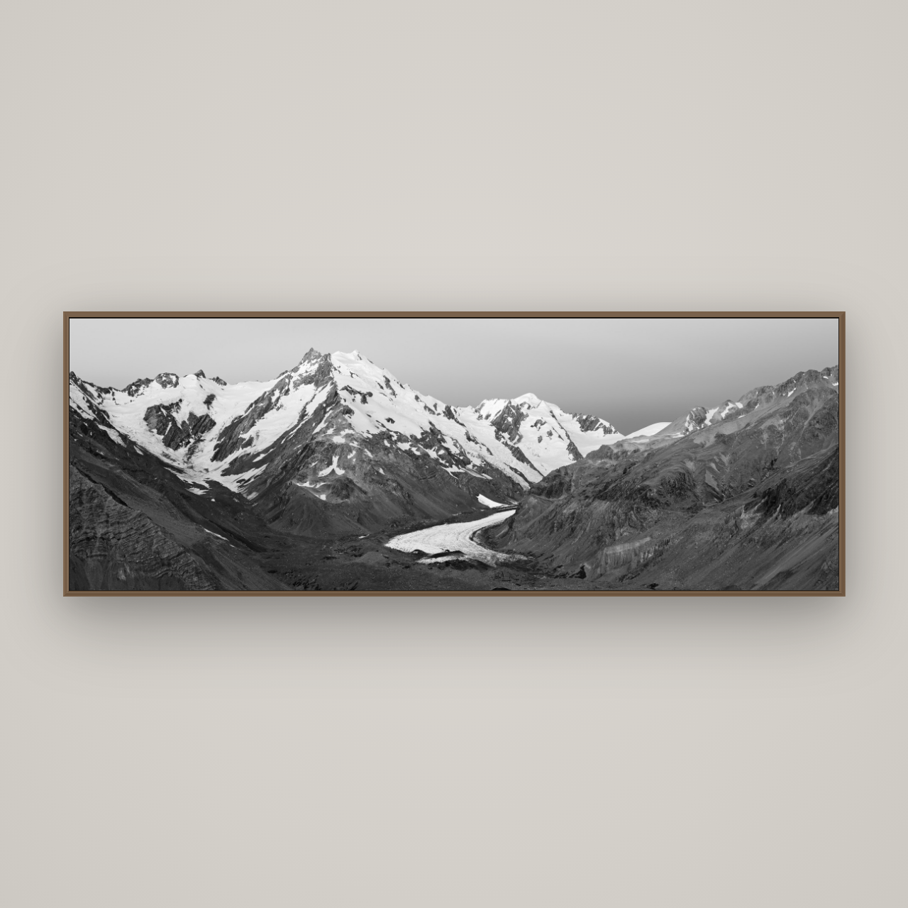 Frozen Highway, Tasman Glacier, Basel Walnut, 198×70 cm. New Zealand fine art wall art by Stephen Milner.