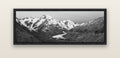Frozen Highway, Tasman Glacier — black float frame canvas, 152 × 56 cm. New Zealand fine art landscape wall art by Stephen Milner.