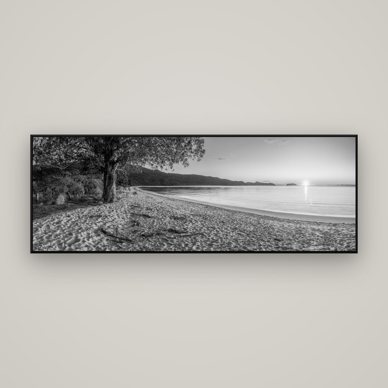 Gateway to Dawn, Abel Tasman — ArtBox Black, 170×60 cm. New Zealand fine art wall art by Stephen Milner.