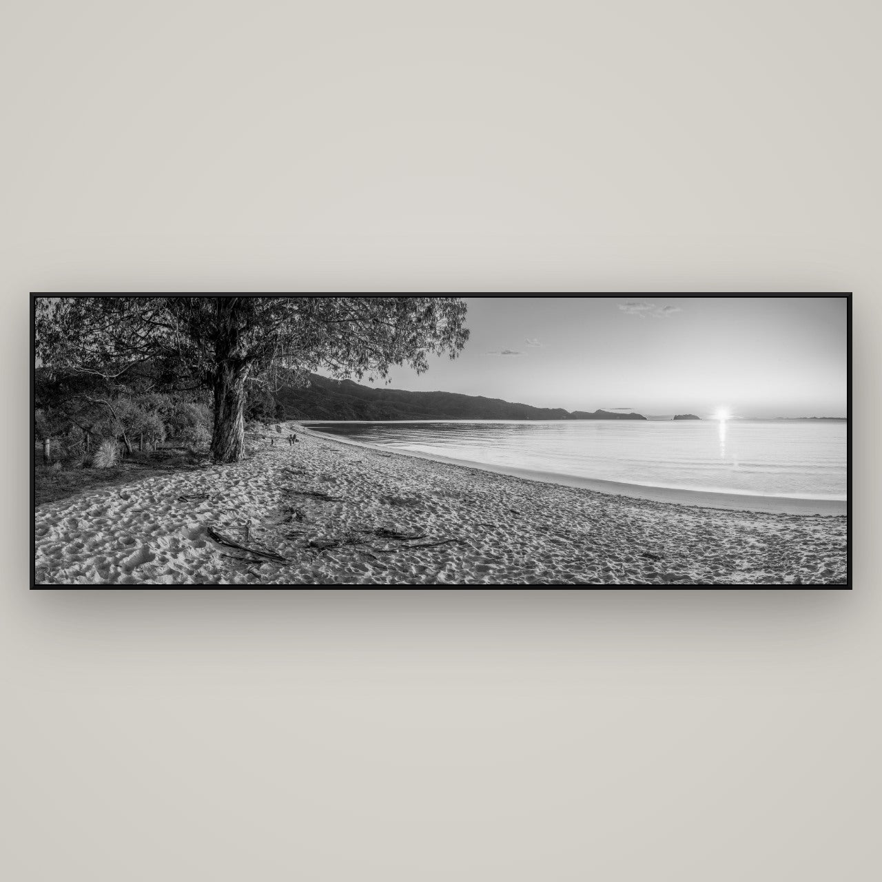 Gateway to Dawn, Abel Tasman — ArtBox Black, 198×70 cm. New Zealand fine art wall art by Stephen Milner.