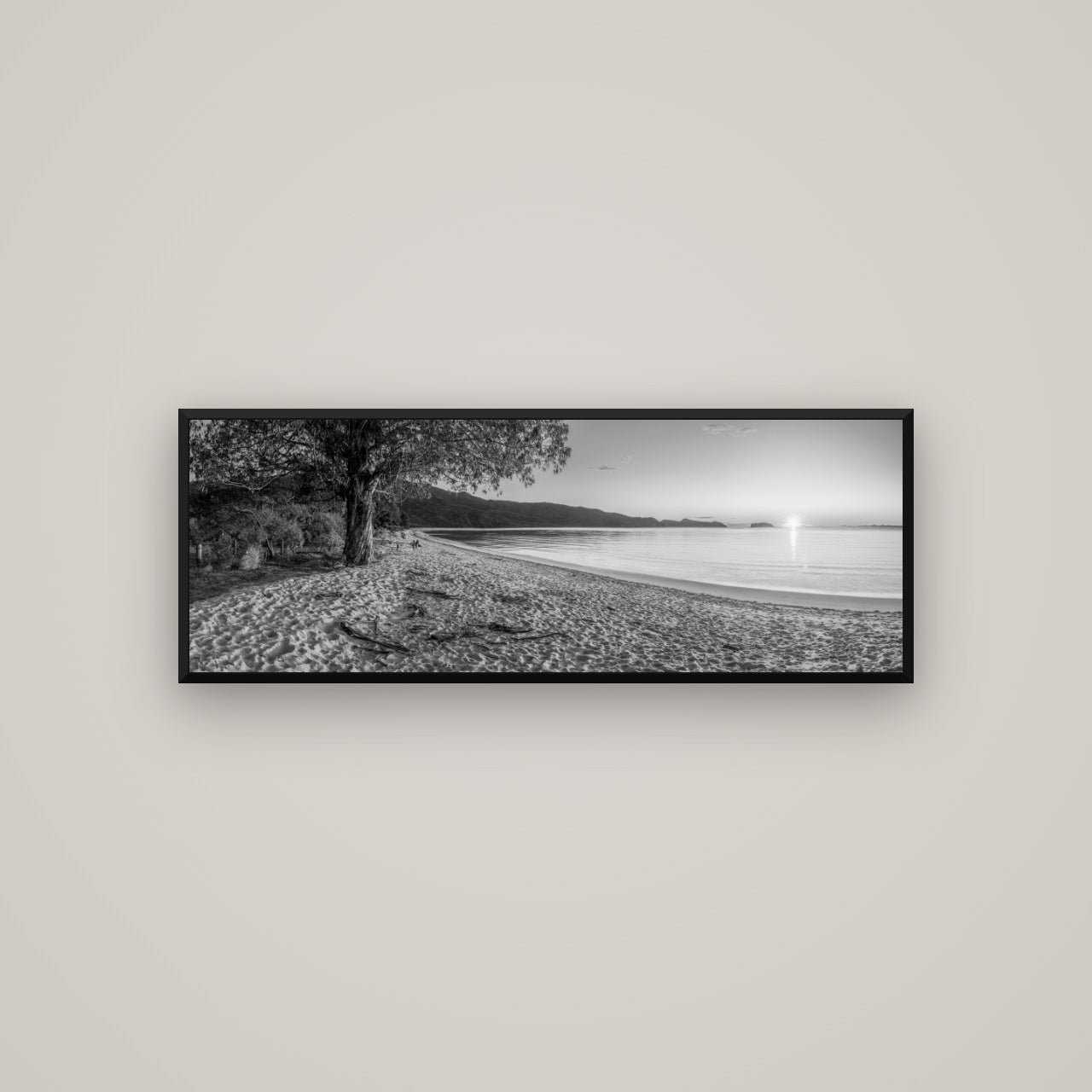 Gateway to Dawn, Abel Tasman — Basel Black, 113×40 cm. New Zealand fine art wall art by Stephen Milner.