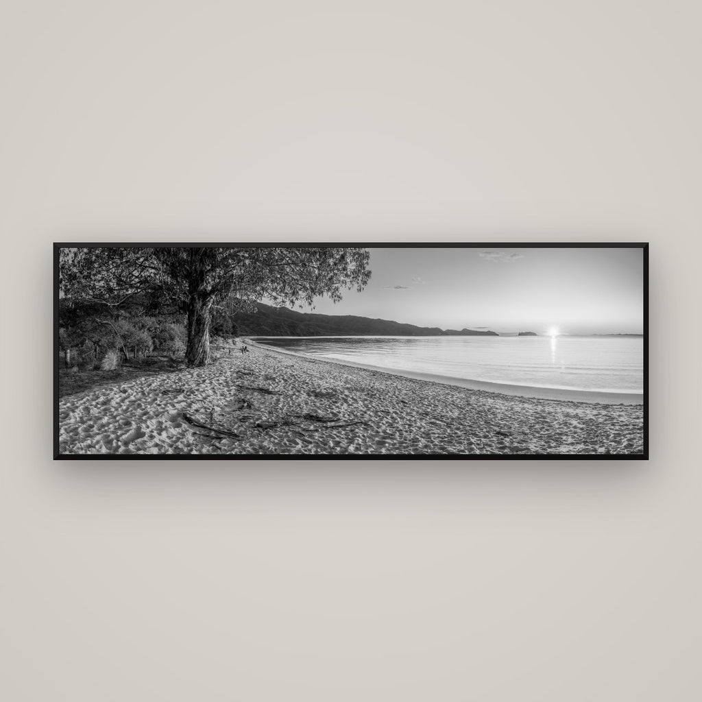Gateway to Dawn, Abel Tasman — Basel Black Matte, 170×60 cm. New Zealand fine art wall art by Stephen Milner.