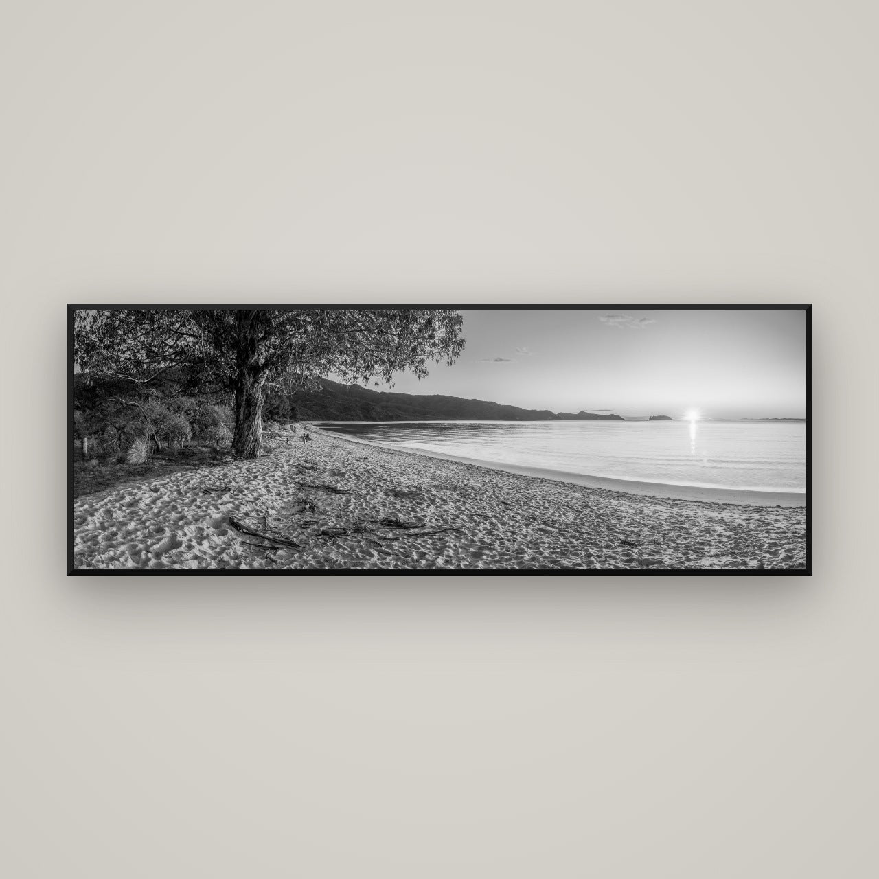 Gateway to Dawn, Abel Tasman — Basel Black, 170×60 cm. New Zealand fine art wall art by Stephen Milner.