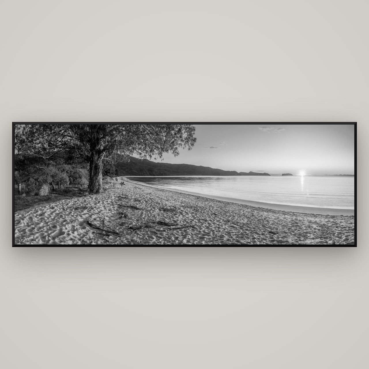 Gateway to Dawn, Abel Tasman — Basel Black, 198×70 cm. New Zealand fine art wall art by Stephen Milner.