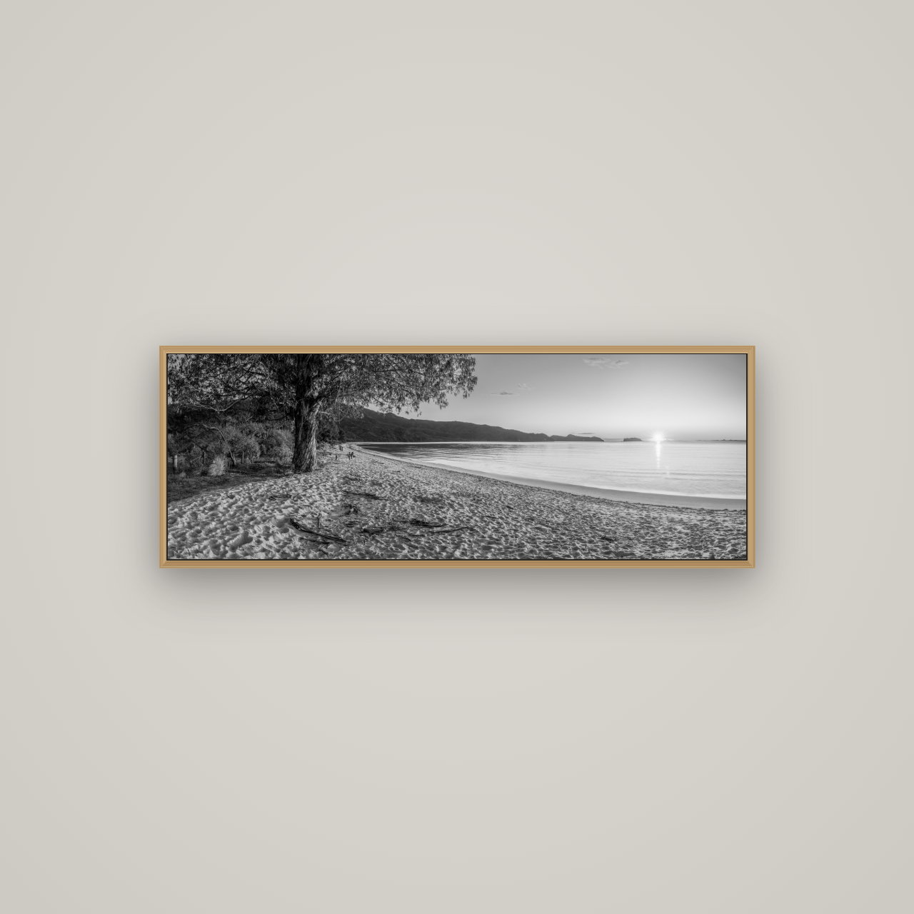 Gateway to Dawn, Abel Tasman, Basel Natural Oak, 113×40 cm. New Zealand fine art wall art by Stephen Milner.
