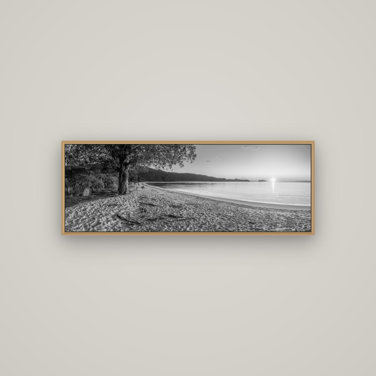 Gateway to Dawn, Abel Tasman, Basel Natural Oak, 113×40 cm. New Zealand fine art wall art by Stephen Milner.