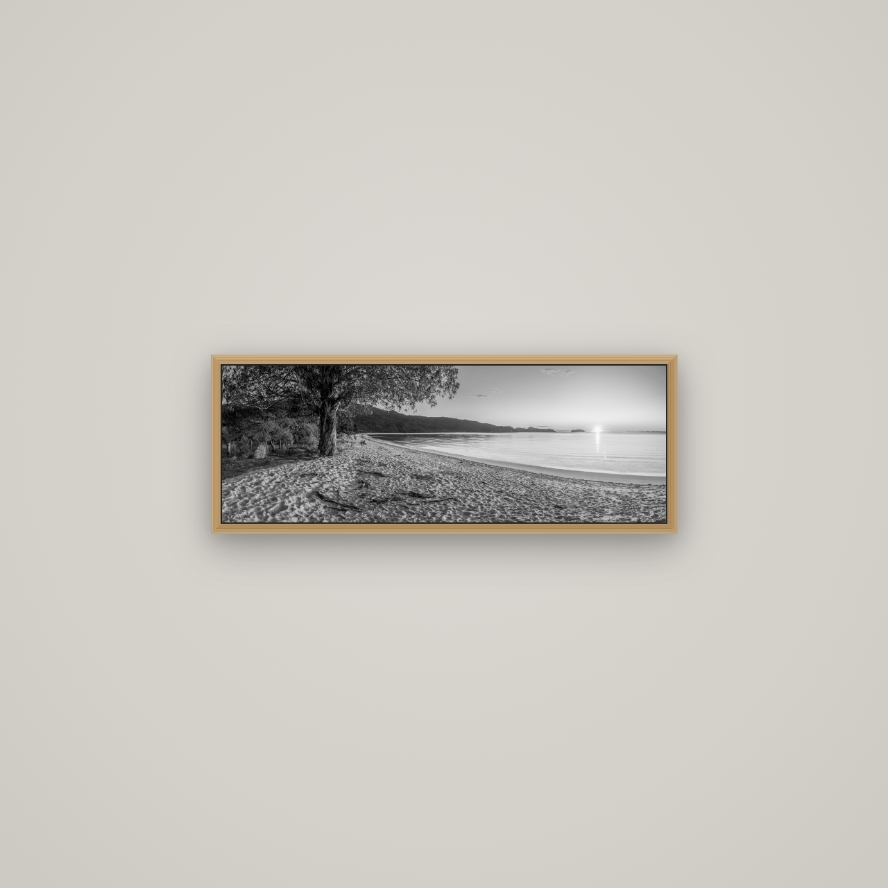 Gateway to Dawn, Abel Tasman, Basel Natural Oak, 68×24 cm. New Zealand fine art wall art by Stephen Milner.