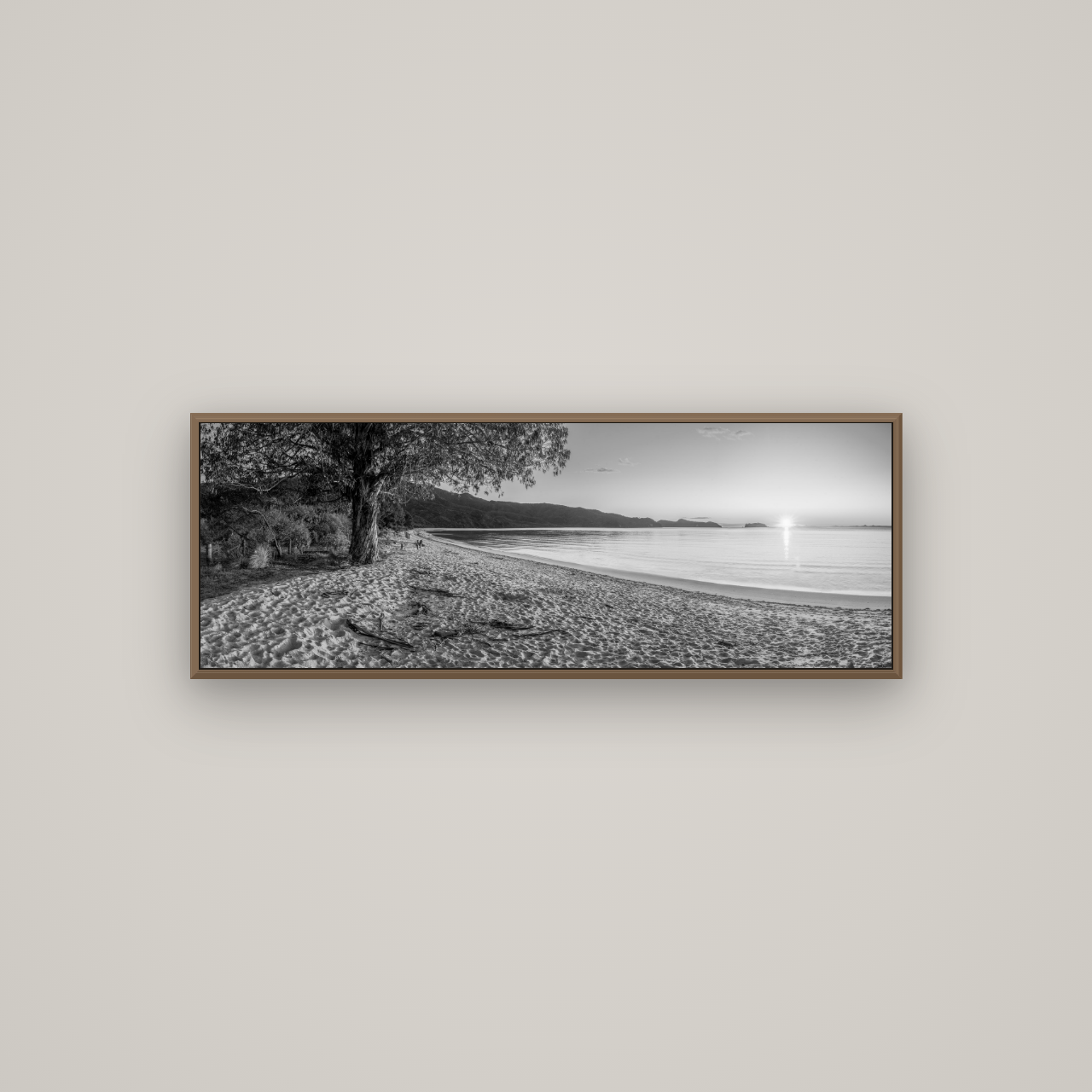 Gateway to Dawn, Abel Tasman, Basel Walnut, 113×40 cm. New Zealand fine art wall art by Stephen Milner.